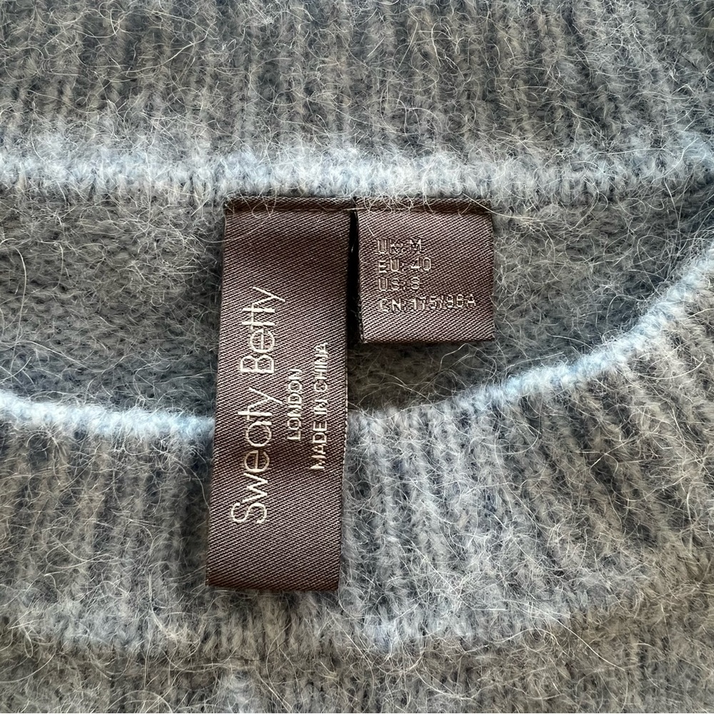 Sweaty Betty Wool and Alpaca light blue sweater Sierra pullover sweater Size 8 - Picture 6 of 9
